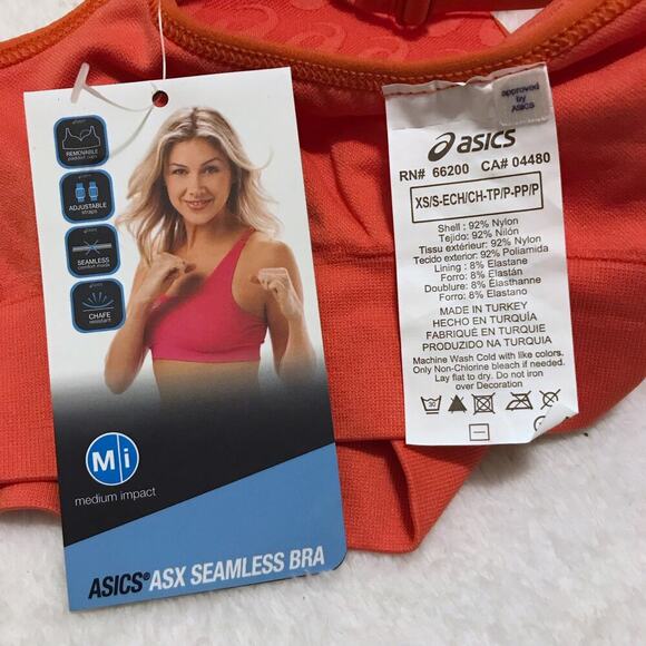 ASICS NWT Orange Sports Bra Women XS/S (32B/C) - Picture 9 of 12
